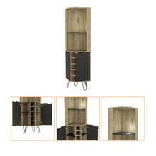 Load image into Gallery viewer, Corner Bar Cabinet Leverkusen, Six Wine Cubbies, Aged Oak / Black
