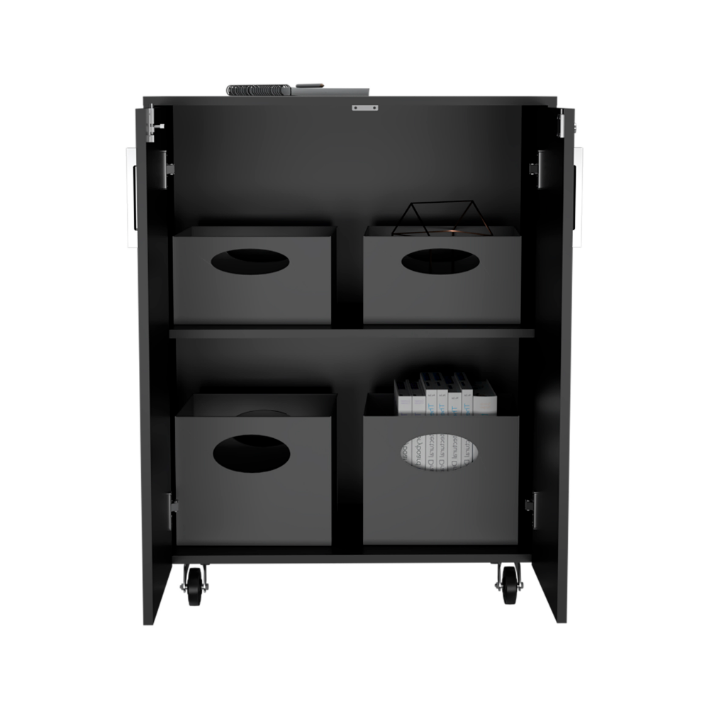 3 Drawers Storage Cabinet with Casters Lions Office, Black Wengue | Dressers