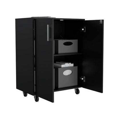 3 Drawers Storage Cabinet with Casters Lions Office, Black Wengue | Dressers