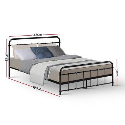 Artiss LEO Metal Bed Frame - Double (Black)