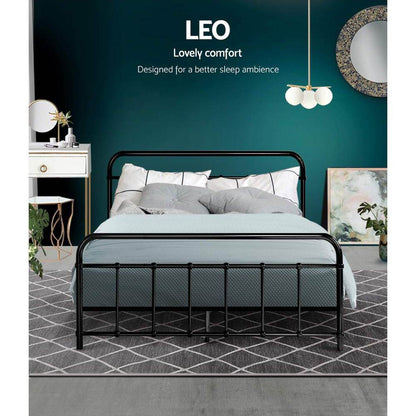 Artiss LEO Metal Bed Frame - Double (Black)