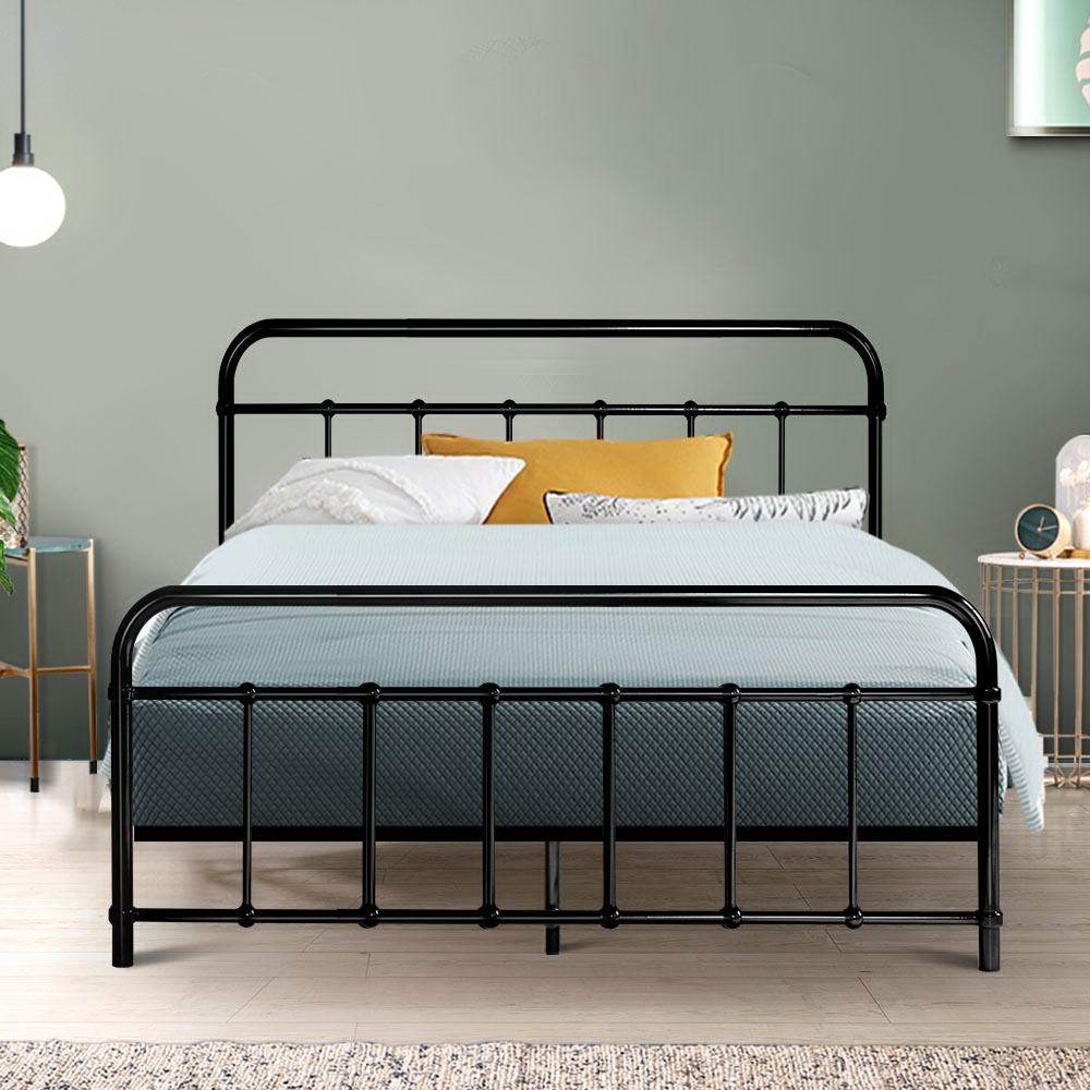 Artiss LEO Metal Bed Frame - Double (Black)