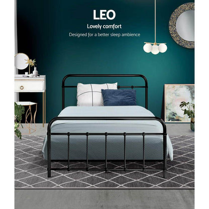 Artiss LEO Metal Bed Frame KS King Single - Black