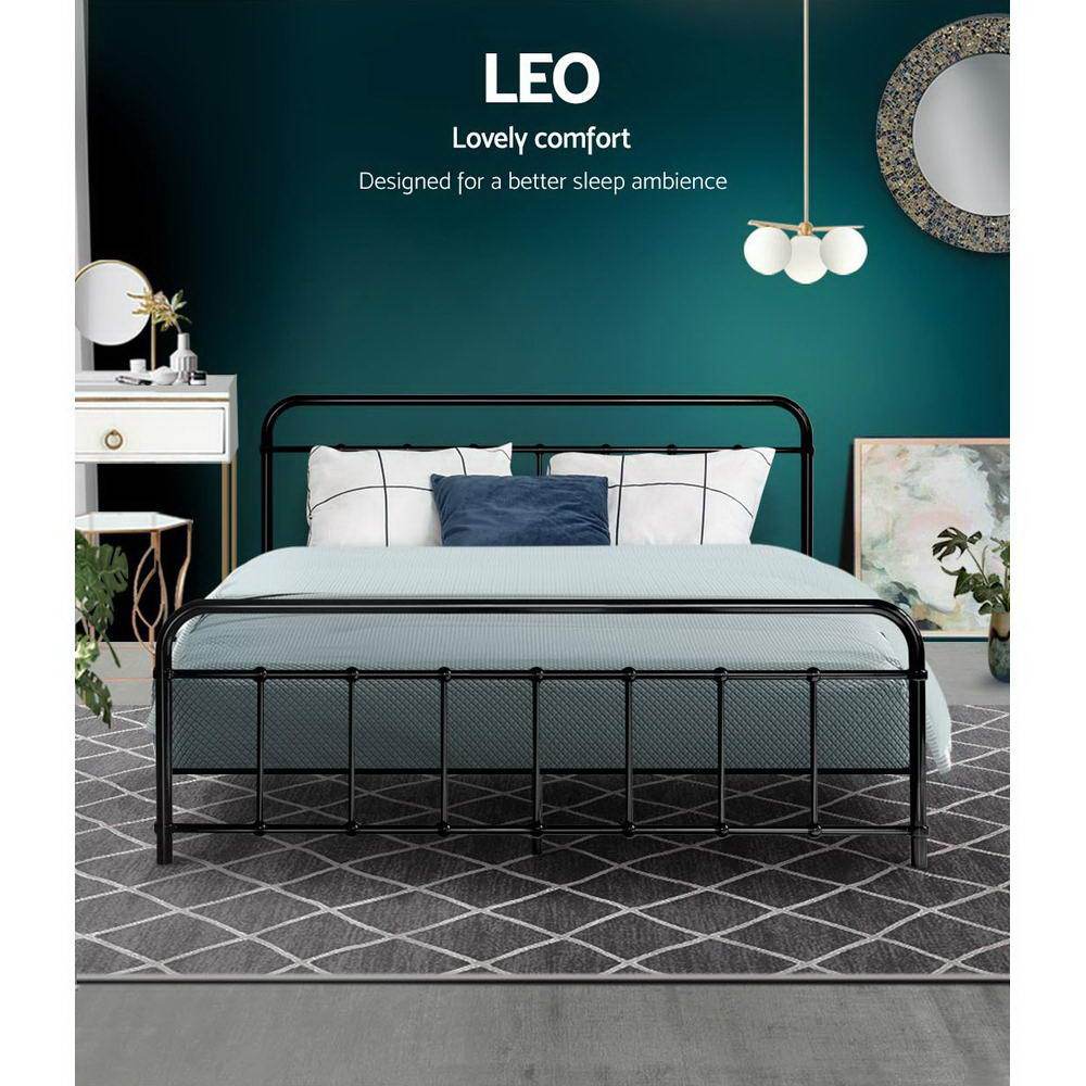 Artiss LEO Metal Bed Frame - Queen (Black)