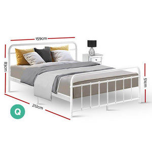 Artiss LEO Metal Bed Frame - Queen (White) | Bed & Bed frames