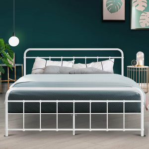 Artiss LEO Metal Bed Frame - Queen (White) | Bed & Bed frames