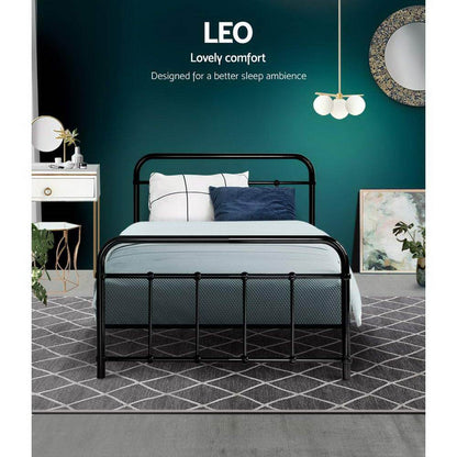 Artiss LEO Metal Bed Frame - Single (Black)