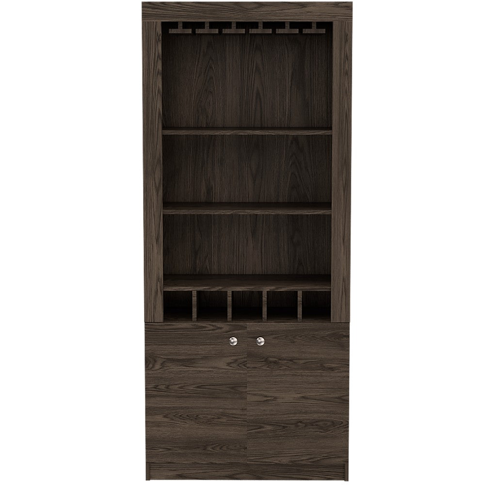 Bar Cabinet Margarita, Five Wine Cubbies, Dark Walnut Finish