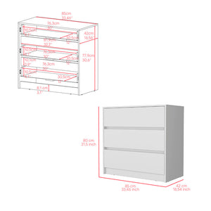 Dresser Maldus, Three Drawers, White Finish