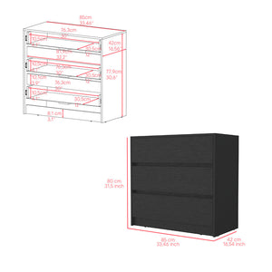 Dresser Maldus, Three drawers, Black Wengue Finish