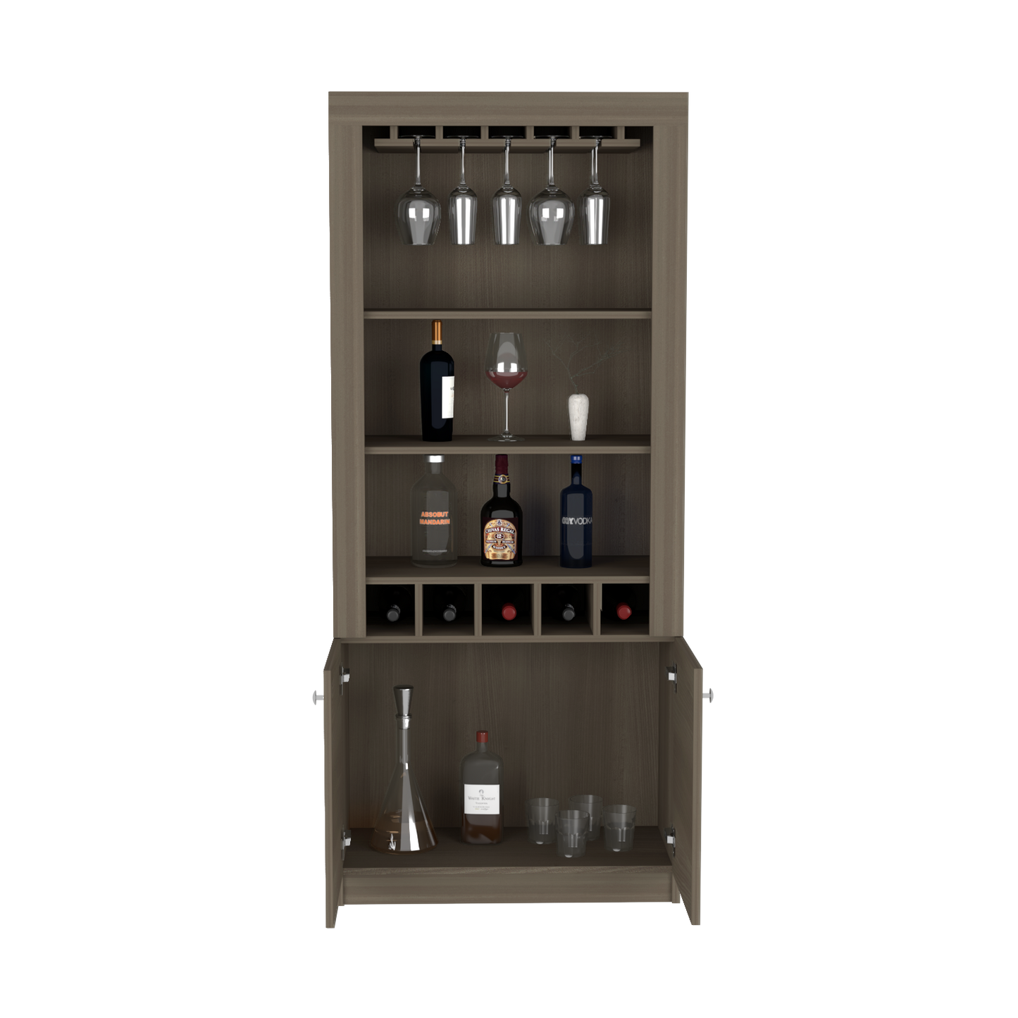 Bar Cabinet Margarita, Two Door Cabinet, Smokey Oak Finish