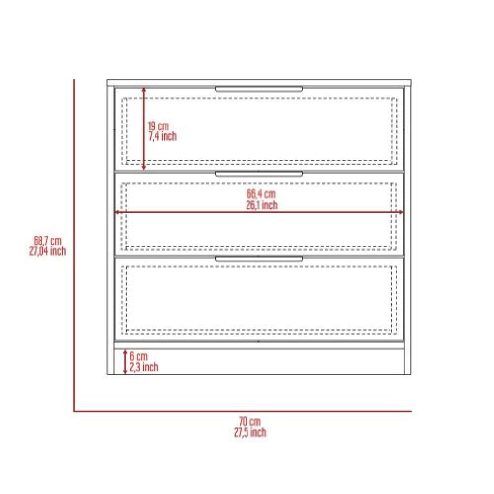 3 Drawers Dresser Maryland, Superior Top, Light Gray Finish | Furniture