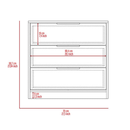 3 Drawers Dresser Maryland, Superior Top, Smokey Oak / White Finish | Furniture