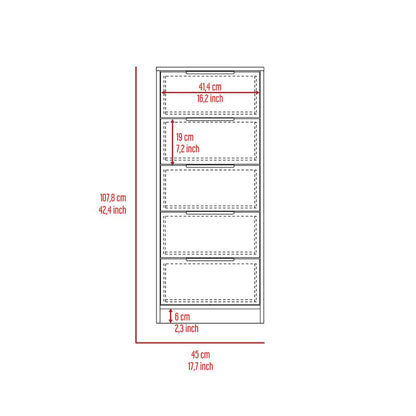 5 Drawers Dresser Maryland, Metal Handle, White / Pine Finish | Furniture