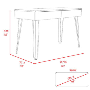 Desk Hinsdale with Hairpin Legs and Two Drawers, Black Wengue Finish