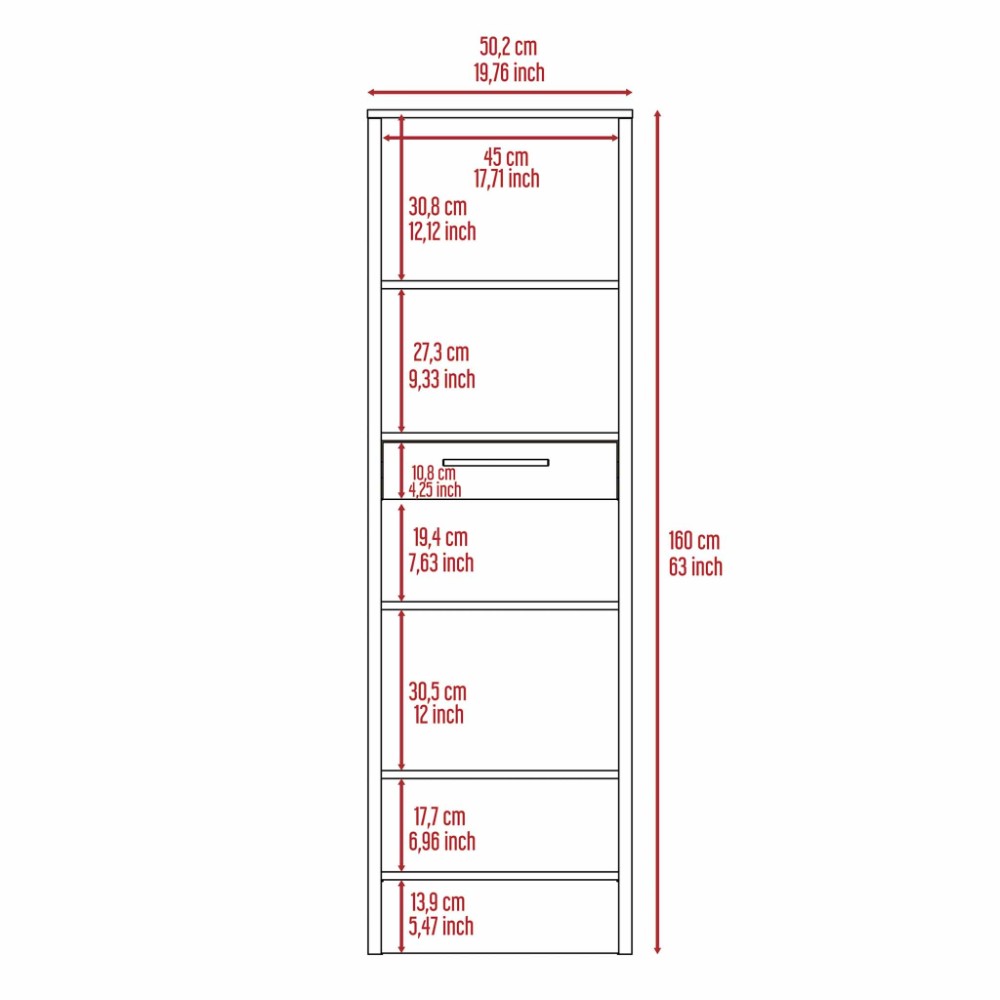 Bookcase Manhattan, Double Door, Dark Walnut Finish