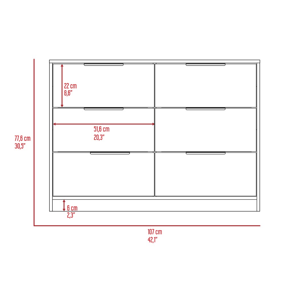 4 Drawer Double Dresser Maryland, Metal Handle, Black Wengue / Pine | Furniture