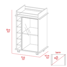 Load image into Gallery viewer, Bar Cart Baltimore, Six Wine Cubbies, Glass Door, Four Caster, Two
