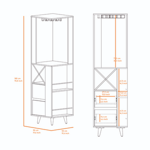 Corner Bar Cabinet Caguas, Two External Shelves, Four Wine Cubbies,