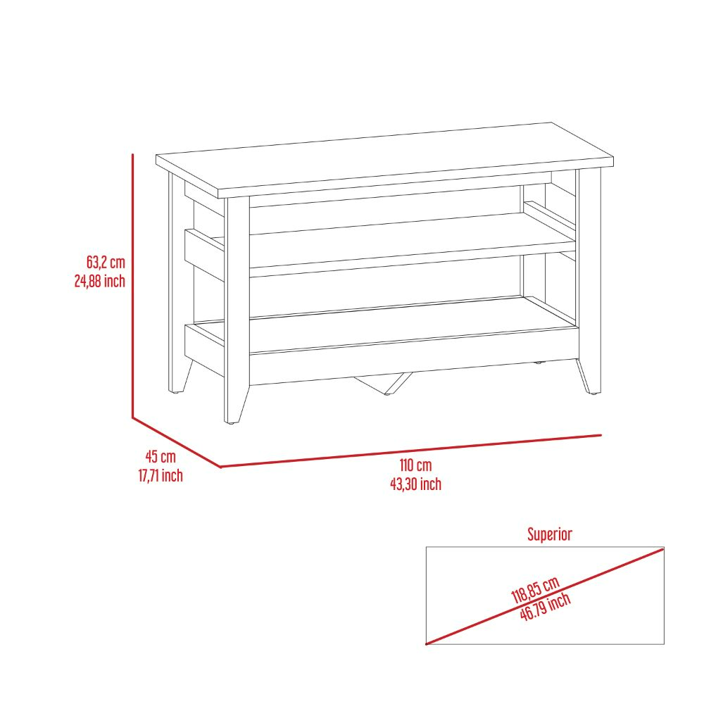 Storage Bench Susho, Upper and Lower Shelf, Light Oak Finish