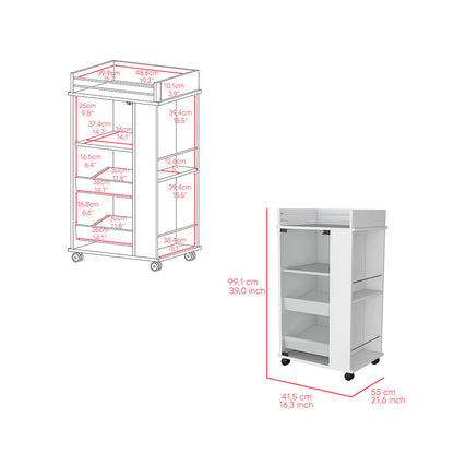 Bar Cart with Two-Side Shelves Beaver, Glass Door and Upper Surface,