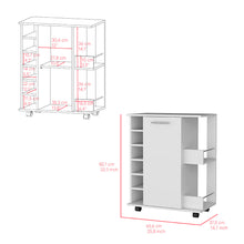 Load image into Gallery viewer, Bar Cart with Six-Wine Cubbies Cabot, Two-Side Storage Shelves and
