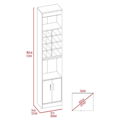 Bar cabinet Modoc, 1 Shelf, 16 Wine Cubbies, Black Wengue Finish