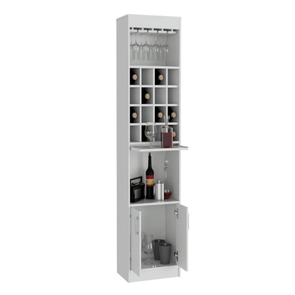 Bar Cabinet Modoc, One Extendable Shelf, Sixteen Wine Cubbies, One