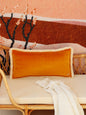 "Mustard" soft velvet bolster with fringe | Throw Pillows