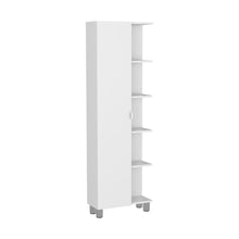 Load image into Gallery viewer, Corner Cabinet Womppi, Five Open Shelves, Single Door, White Finish
