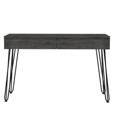 Load image into Gallery viewer, Desk Hinsdale with Hairpin Legs and Two Drawers, Black Wengue Finish
