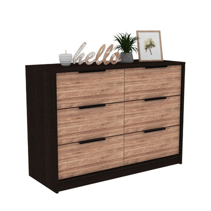 4 Drawer Double Dresser Maryland, Metal Handle, Black Wengue / Pine | Furniture