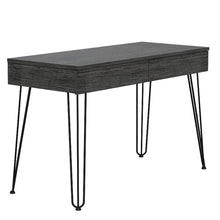 Load image into Gallery viewer, Desk Hinsdale with Hairpin Legs and Two Drawers, Black Wengue Finish
