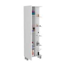 Load image into Gallery viewer, Corner Cabinet Womppi, Five Open Shelves, Single Door, White Finish
