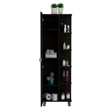 Load image into Gallery viewer, Corner Cabinet Womppi, Five Open Shelves, Single Door, Black Wengue
