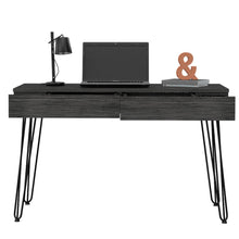 Load image into Gallery viewer, Desk Hinsdale with Hairpin Legs and Two Drawers, Black Wengue Finish
