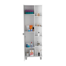 Load image into Gallery viewer, Corner Cabinet Womppi, Five Open Shelves, Single Door, White Finish
