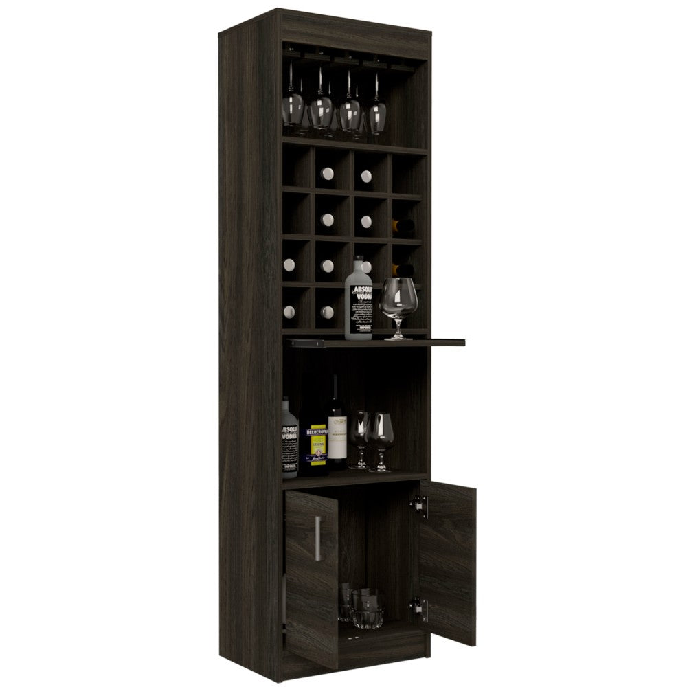 Bar cabinet Modoc, One Extendable Shelf, Sixteen Wine Cubbies, One