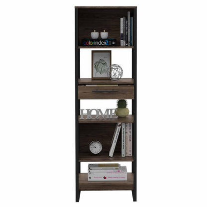 Bookcase Manhattan, Double Door, Dark Walnut Finish