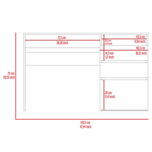 Computer Desk San Diego, One Shelf, Light Gray Finish