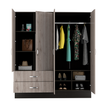 Load image into Gallery viewer, Armoire Ron, Double Door Cabinet, Black Wengue/ Light Gray Finish
