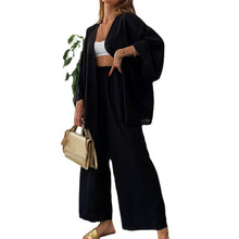 Load image into Gallery viewer, Cotton Linen Suit Cardigan Long-sleeved Top Pocket Wide Leg Trousers
