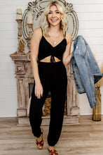 Load image into Gallery viewer, Black Ruched Front Spaghetti Strap Jumpsuit
