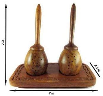 Unique Slanting Salt & Pepper Shaker with Tray Made of Rosewood