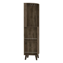 Load image into Gallery viewer, Corner Bar Cabinet Plex, Cup Rack, Two External Shelves, Dark Brown
