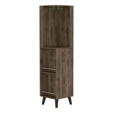 Load image into Gallery viewer, Corner Bar Cabinet Plex, Cup Rack, Two External Shelves, Dark Brown
