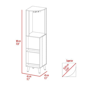 Corner Bar Cabinet Plex, Cup Rack, Two External Shelves, Dark Brown