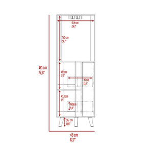 Corner Bar Cabinet Plex, Cup Rack, Two External Shelves, Dark Brown