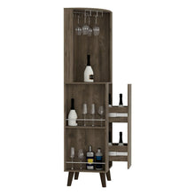 Load image into Gallery viewer, Corner Bar Cabinet Plex, Cup Rack, Two External Shelves, Dark Brown
