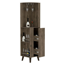 Load image into Gallery viewer, Corner Bar Cabinet Plex, Cup Rack, Two External Shelves, Dark Brown
